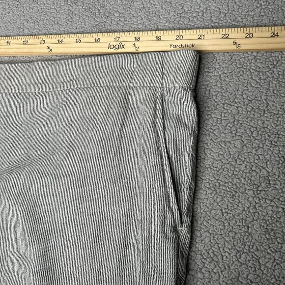 Eileen Fisher Pants PL Linen Organic Cotton Blend Taupe Micro Stripe Beachy Crop - Picture 7 of 11